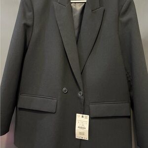 Zara Black Double-Breasted Blazer